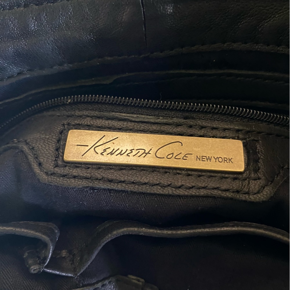 VTG Kenneth Cole New York No Slouch Studded Hobo Black Soft Pebbled Leather Bag - Picture 14 of 15